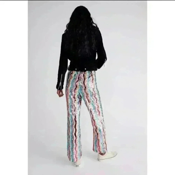 Free people DISCO FLARE PANTS IN RAINBOW SEQUIN New With Tag - Picture 4 of 5